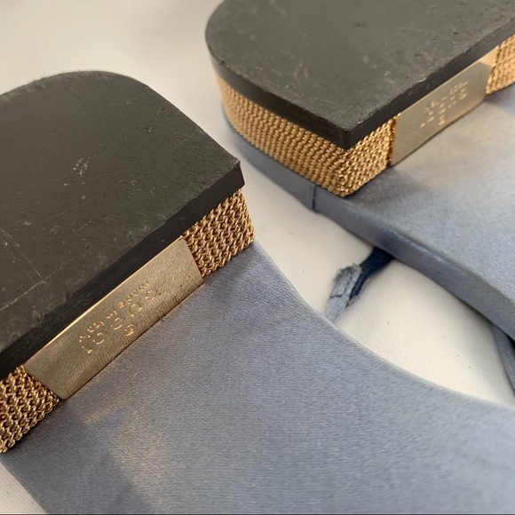 GUCCI Satin & Gold Chain Mail Sandals - Picture 8 of 10